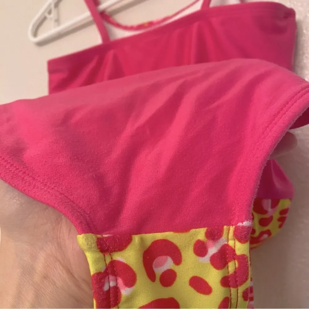 Art Class Girls One Piece hot pink animal print cut out swimsuit bathing suit M8